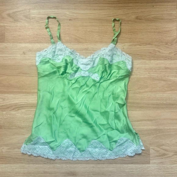 Express Light Green Camisole with White Lace - Picture 1 of 3